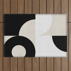 geometry mid modern black white III Outdoor Rug Gallery Image 1