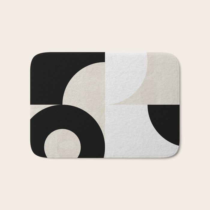 geometry mid modern black white III Bath Mat Gallery Image 1