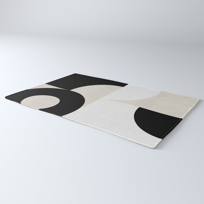 geometry mid modern black white III Rug Gallery Image 3