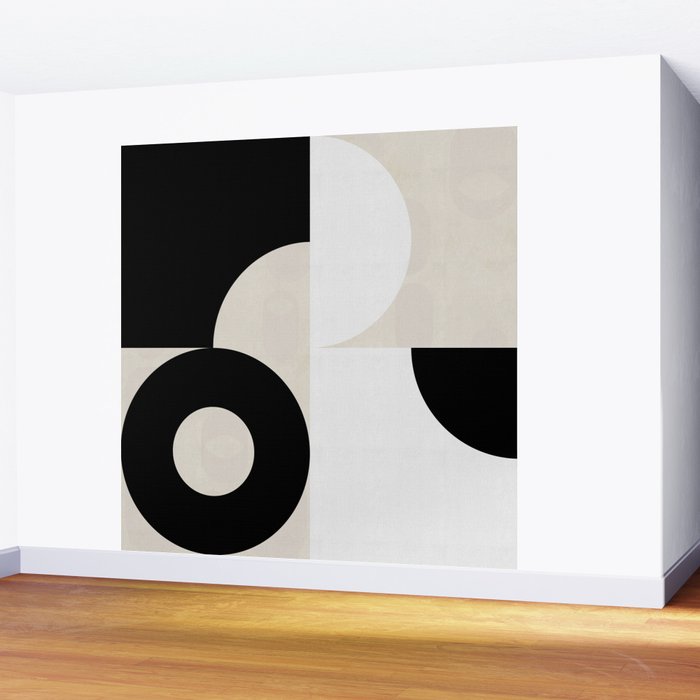 geometry mid modern black white III Wall Mural Gallery Image 2