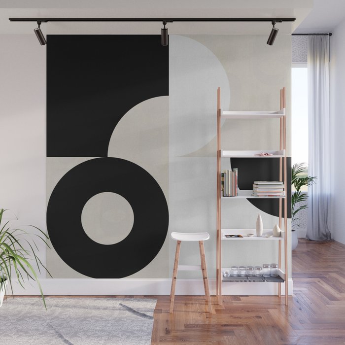 geometry mid modern black white III Wall Mural Gallery Image 1