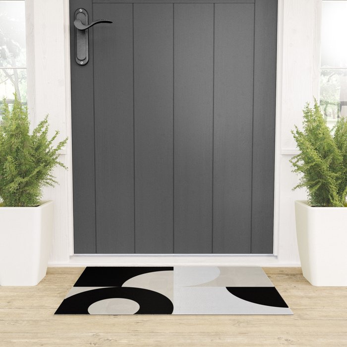 geometry mid modern black white III Welcome Mat Gallery Image 3