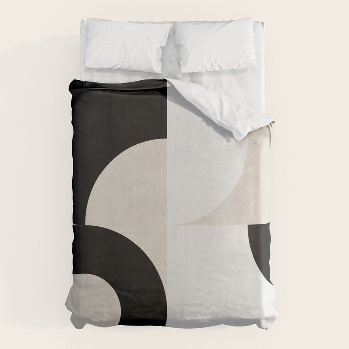 geometry mid modern black white III Duvet Cover Gallery Image 1