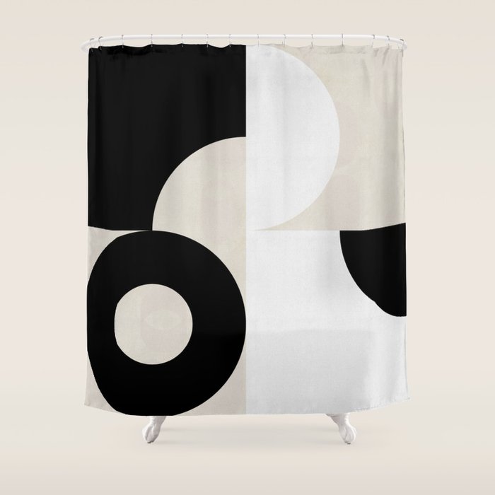 geometry mid modern black white III Shower Curtain Gallery Image 1