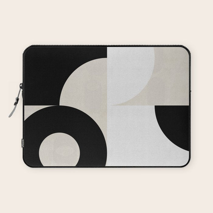 geometry mid modern black white III Laptop Sleeve Gallery Image 1