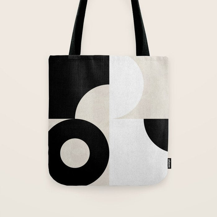 geometry mid modern black white III Tote Bag Gallery Image 1