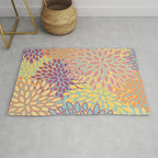 Festive, Floral Prints, Orange, Yellow, Teal and Pink Rug Gallery Image 1