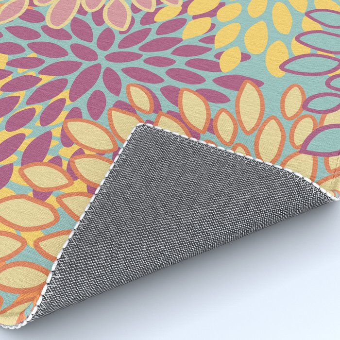 Festive, Floral Prints, Orange, Yellow, Teal and Pink Rug Gallery Image 4