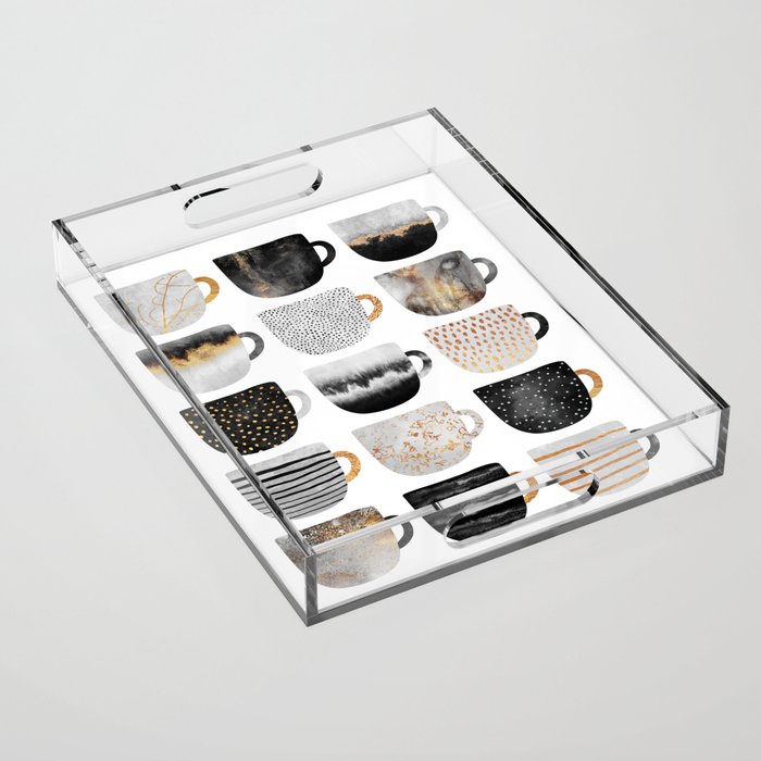 Pretty Coffe Cups 3 - White Acrylic Tray Gallery Image 1