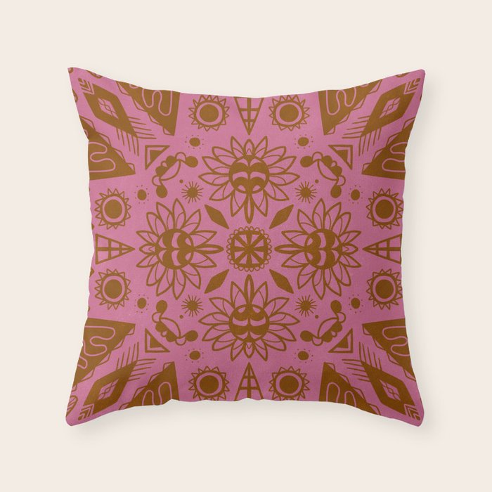 summer solstice mandala Throw Pillow Gallery Image 1