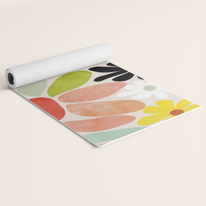 floral shapes retro Yoga Mat Gallery Image 2