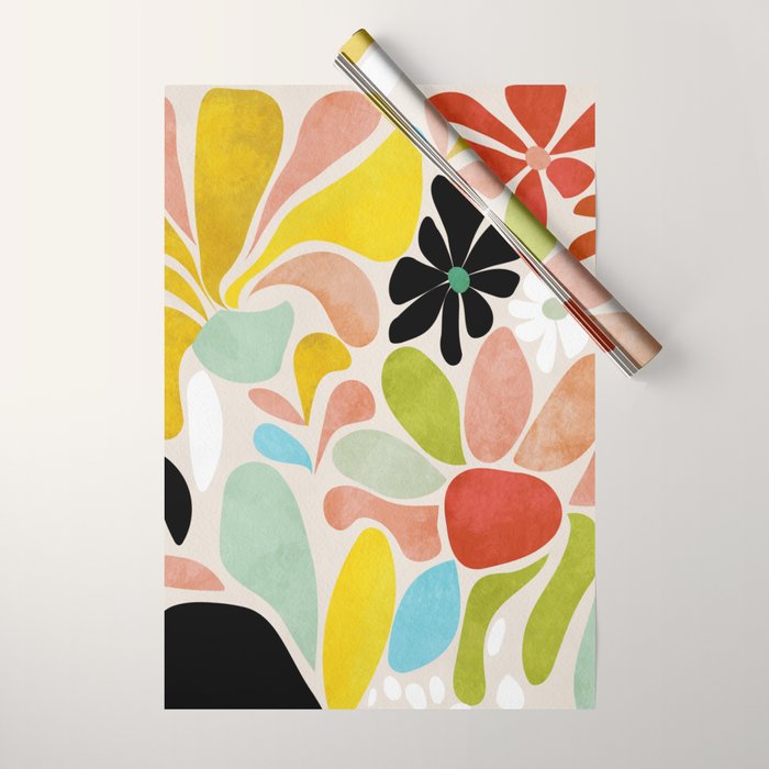 floral shapes retro Wrapping Paper Gallery Image 1
