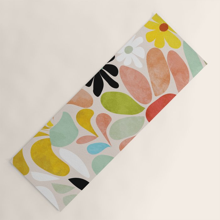 floral shapes retro Yoga Mat Gallery Image 1