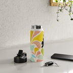 floral shapes retro Water Bottle Gallery Image 4
