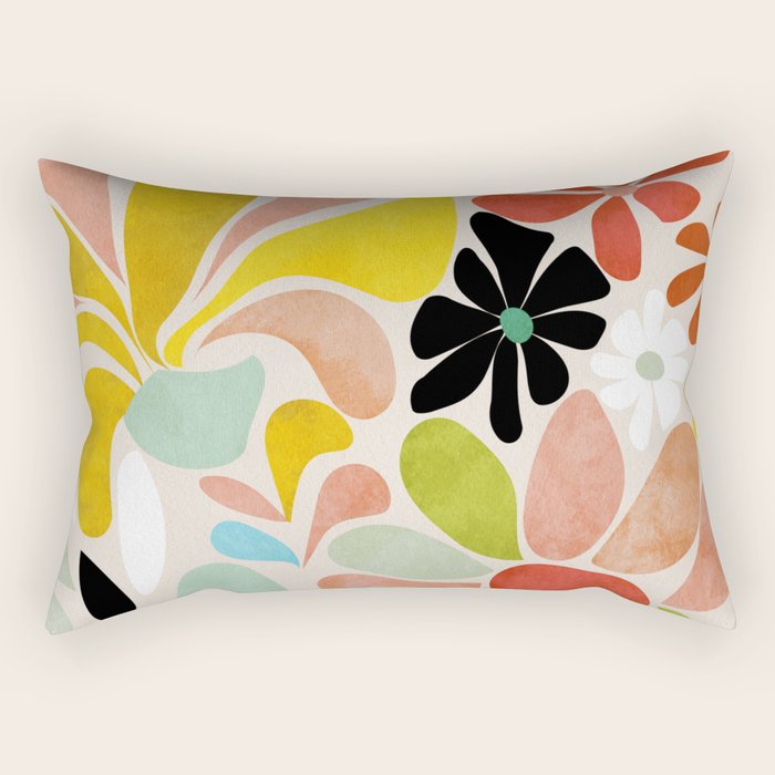 floral shapes retro Rectangular Pillow Gallery Image 2