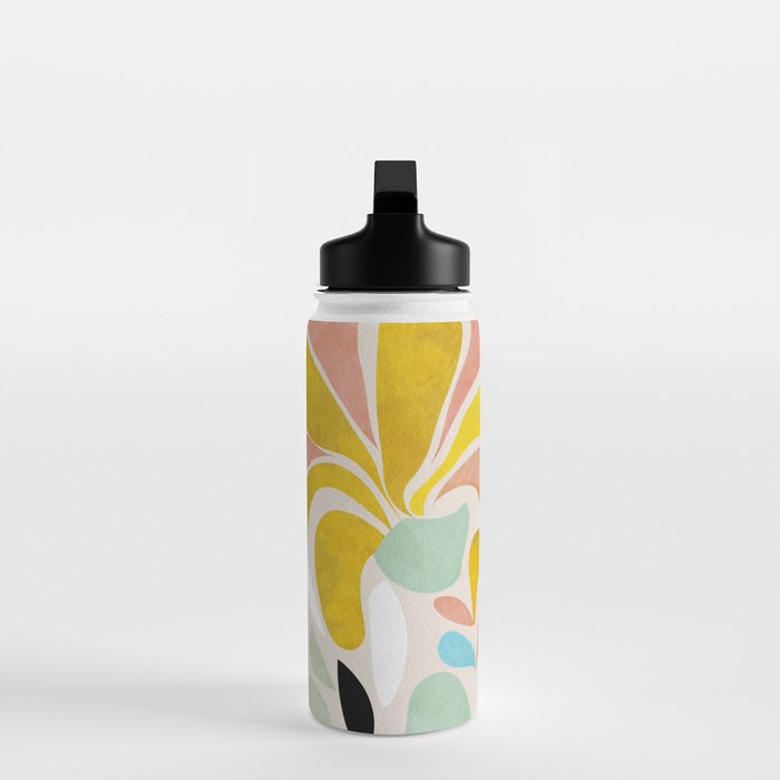floral shapes retro Water Bottle Gallery Image 3