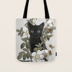 Cat With Flowers Tote Bag Gallery Image 1