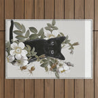 Cat With Flowers Outdoor Rug Gallery Image 1