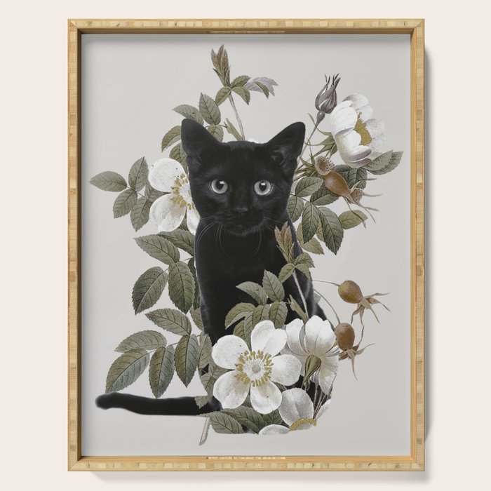 Cat With Flowers Serving Tray Gallery Image 1