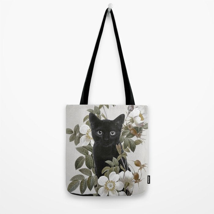 Cat With Flowers Tote Bag Gallery Image 2