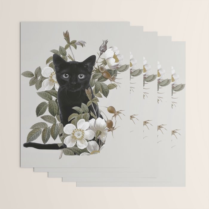 Cat With Flowers Wrapping Paper Gallery Image 3
