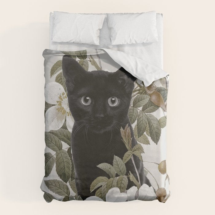 Cat With Flowers Duvet Cover Gallery Image 1