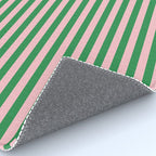 Narrow Stripes Vertical Pattern in Kelly Green and Blush Pink Rug Gallery Image 4