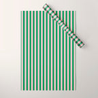 Narrow Stripes Vertical Pattern in Kelly Green and Blush Pink Wrapping Paper Gallery Image 1