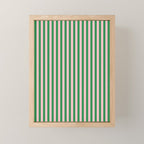 Narrow Stripes Vertical Pattern in Kelly Green and Blush Pink Mini Art Print Gallery Image 1