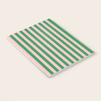 Narrow Stripes Vertical Pattern in Kelly Green and Blush Pink Notebook Gallery Image 3