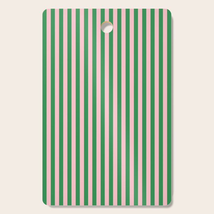 Narrow Stripes Vertical Pattern in Kelly Green and Blush Pink Cutting Board Gallery Image 1