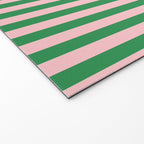 Narrow Stripes Vertical Pattern in Kelly Green and Blush Pink Welcome Mat Gallery Image 2