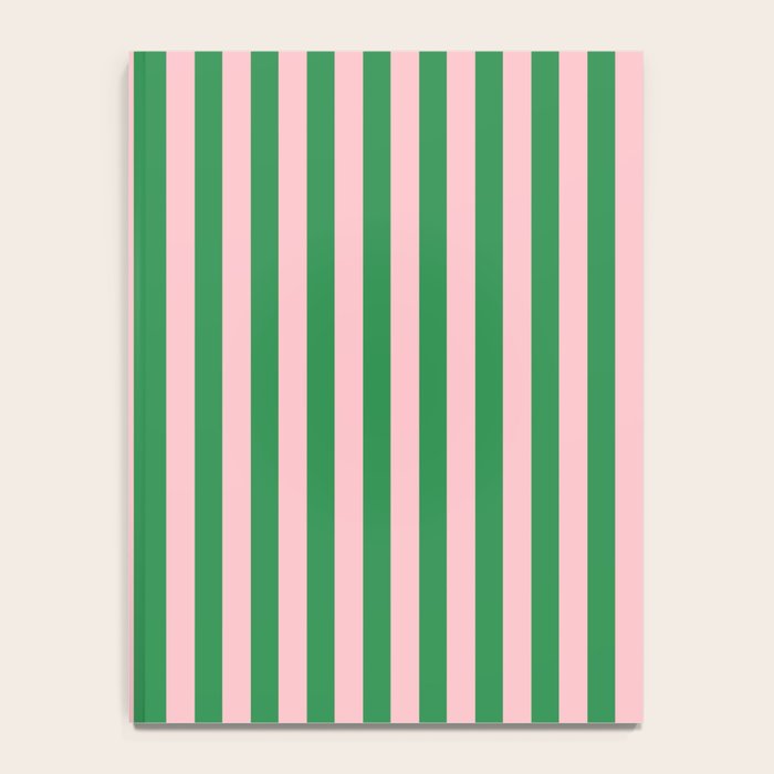 Narrow Stripes Vertical Pattern in Kelly Green and Blush Pink Notebook Gallery Image 4