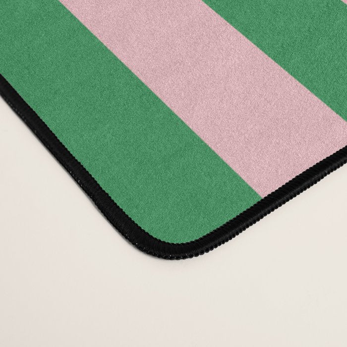 Narrow Stripes Vertical Pattern in Kelly Green and Blush Pink Desk Mat Gallery Image 4