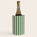 Narrow Stripes Vertical Pattern in Kelly Green and Blush Pink Wine Chiller Gallery Image 3