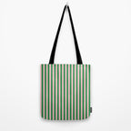 Narrow Stripes Vertical Pattern in Kelly Green and Blush Pink Tote Bag Gallery Image 2