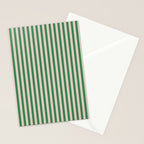 Narrow Stripes Vertical Pattern in Kelly Green and Blush Pink Stationery Card Gallery Image 2