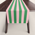 Narrow Stripes Vertical Pattern in Kelly Green and Blush Pink Table Runner Gallery Image 1