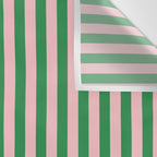 Narrow Stripes Vertical Pattern in Kelly Green and Blush Pink Wall Tapestry Gallery Image 3