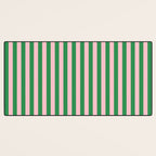 Narrow Stripes Vertical Pattern in Kelly Green and Blush Pink Desk Mat Gallery Image 3