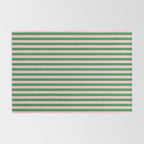 Narrow Stripes Vertical Pattern in Kelly Green and Blush Pink Rug Gallery Image 2
