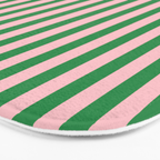Narrow Stripes Vertical Pattern in Kelly Green and Blush Pink Bath Mat Gallery Image 3