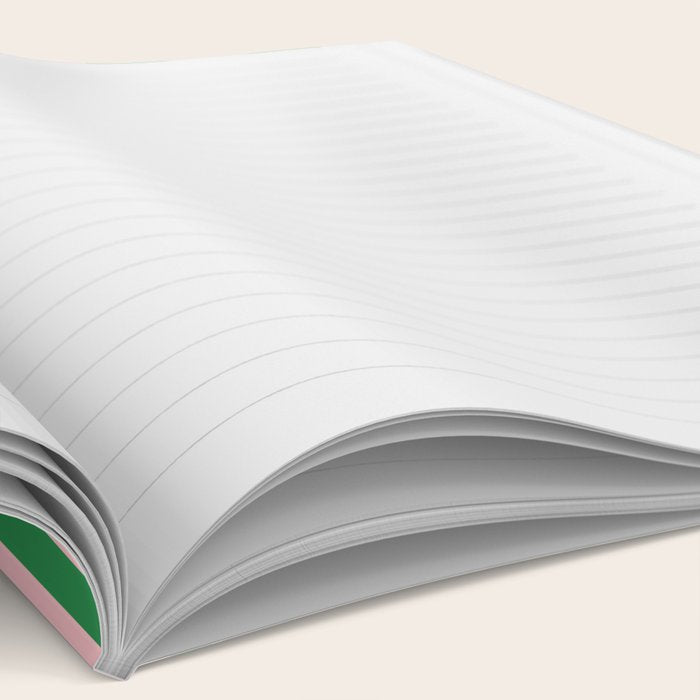 Narrow Stripes Vertical Pattern in Kelly Green and Blush Pink Notebook Gallery Image 2