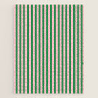 Narrow Stripes Vertical Pattern in Kelly Green and Blush Pink Jigsaw Puzzle Gallery Image 1