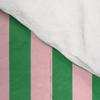 Narrow Stripes Vertical Pattern in Kelly Green and Blush Pink Comforter Gallery Image 4