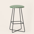Narrow Stripes Vertical Pattern in Kelly Green and Blush Pink Stool Gallery Image 1
