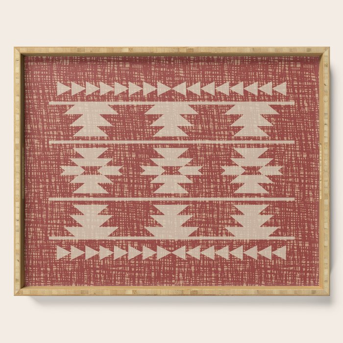 Southwestern Pattern 135 Sienna and Beige Serving Tray Gallery Image 1