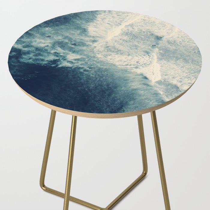 Ice Blue Surf - Aerial Ocean Sea Photography Side Table Gallery Image 2