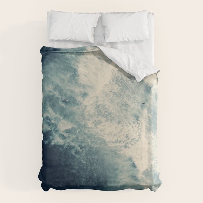 Ice Blue Surf - Aerial Ocean Sea Photography Duvet Cover Gallery Image 1