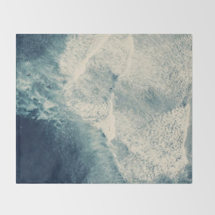 Ice Blue Surf - Aerial Ocean Sea Photography Throw Blanket Gallery Image 2